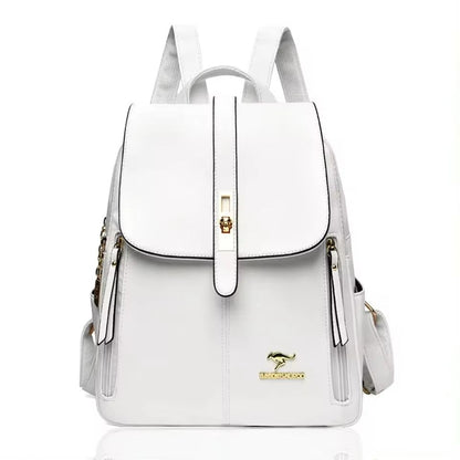 Womens Large Capacity Leather Backpack  Vintage Travel  School Rucksack 10