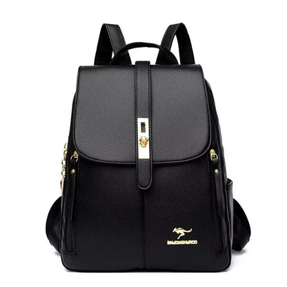 Womens Large Capacity Leather Backpack  Vintage Travel  School Rucksack 6