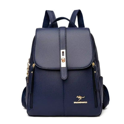 Womens Large Capacity Leather Backpack  Vintage Travel  School Rucksack 7