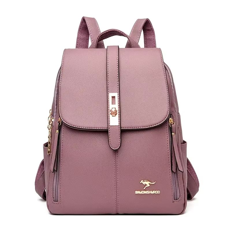 Womens Large Capacity Leather Backpack  Vintage Travel  School Rucksack 8