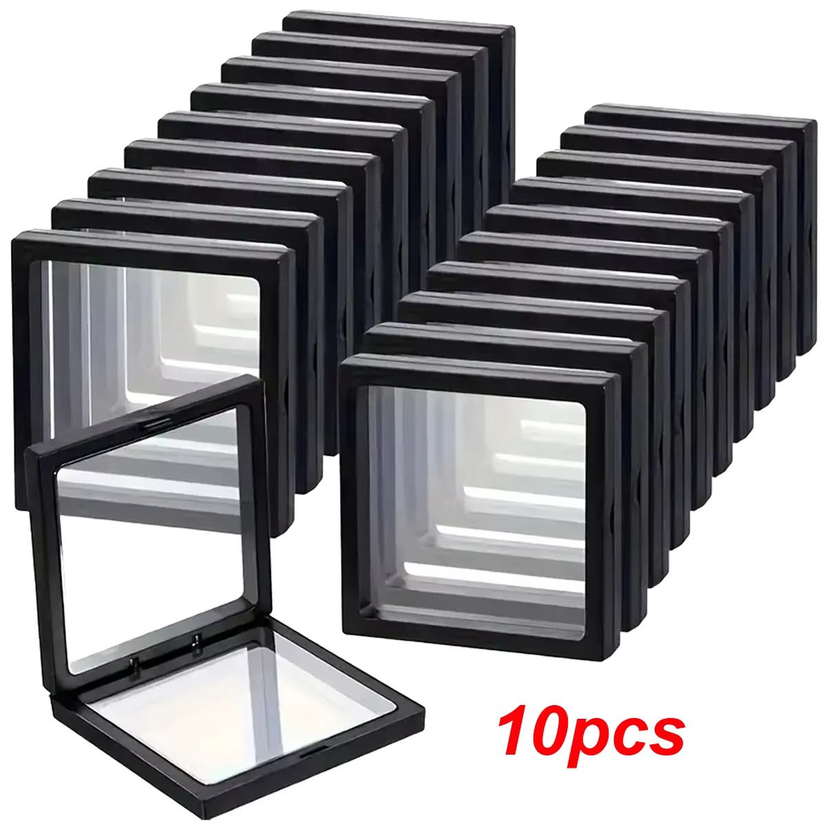 Transparent Floating Display Boxes – 10pcs Jewelry & Collectible Storage Case