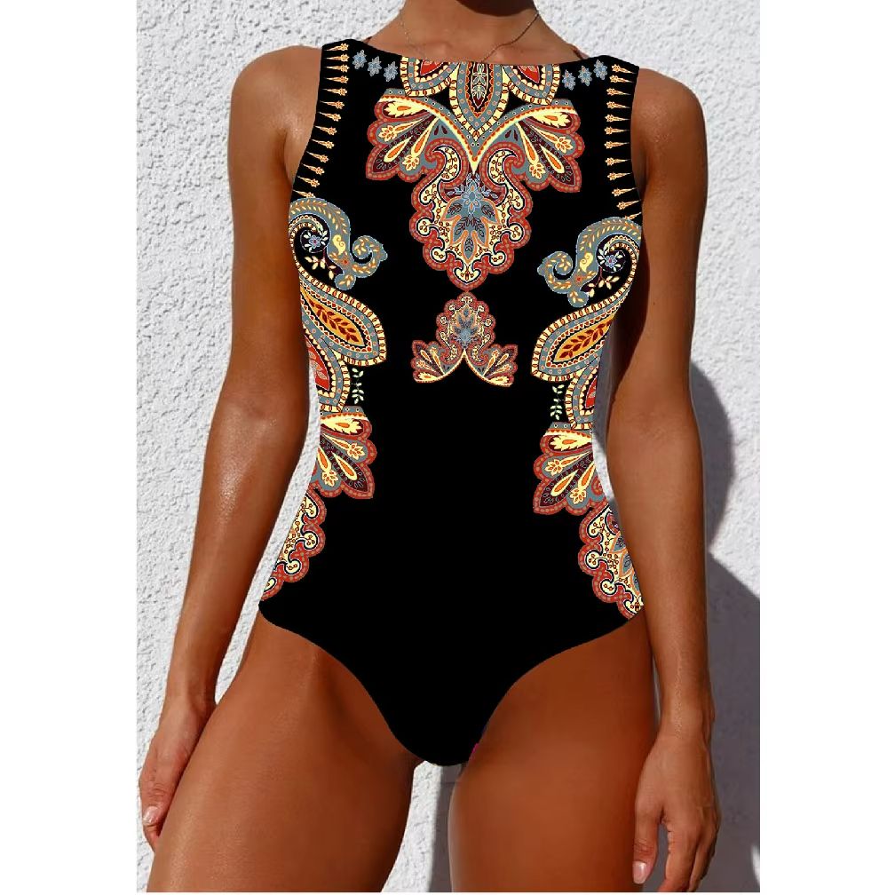 Womens Printed OnePiece Swimsuit  Push Up LaceUp Beachwear 1
