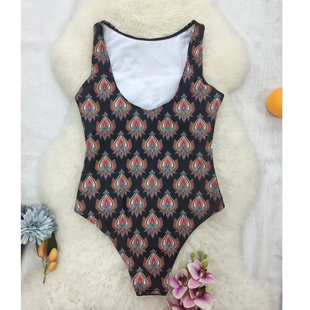 Womens Printed OnePiece Swimsuit  Push Up LaceUp Beachwear 5