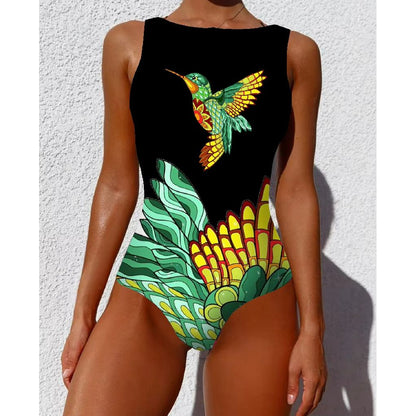 Womens Printed OnePiece Swimsuit  Push Up LaceUp Beachwear 6