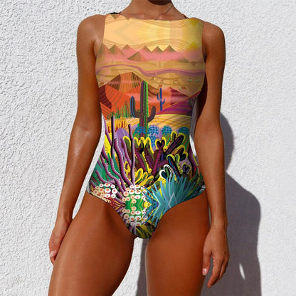 Womens Printed OnePiece Swimsuit  Push Up LaceUp Beachwear 10
