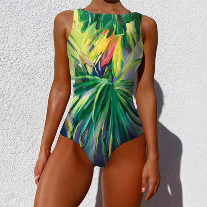 Womens Printed OnePiece Swimsuit  Push Up LaceUp Beachwear 11