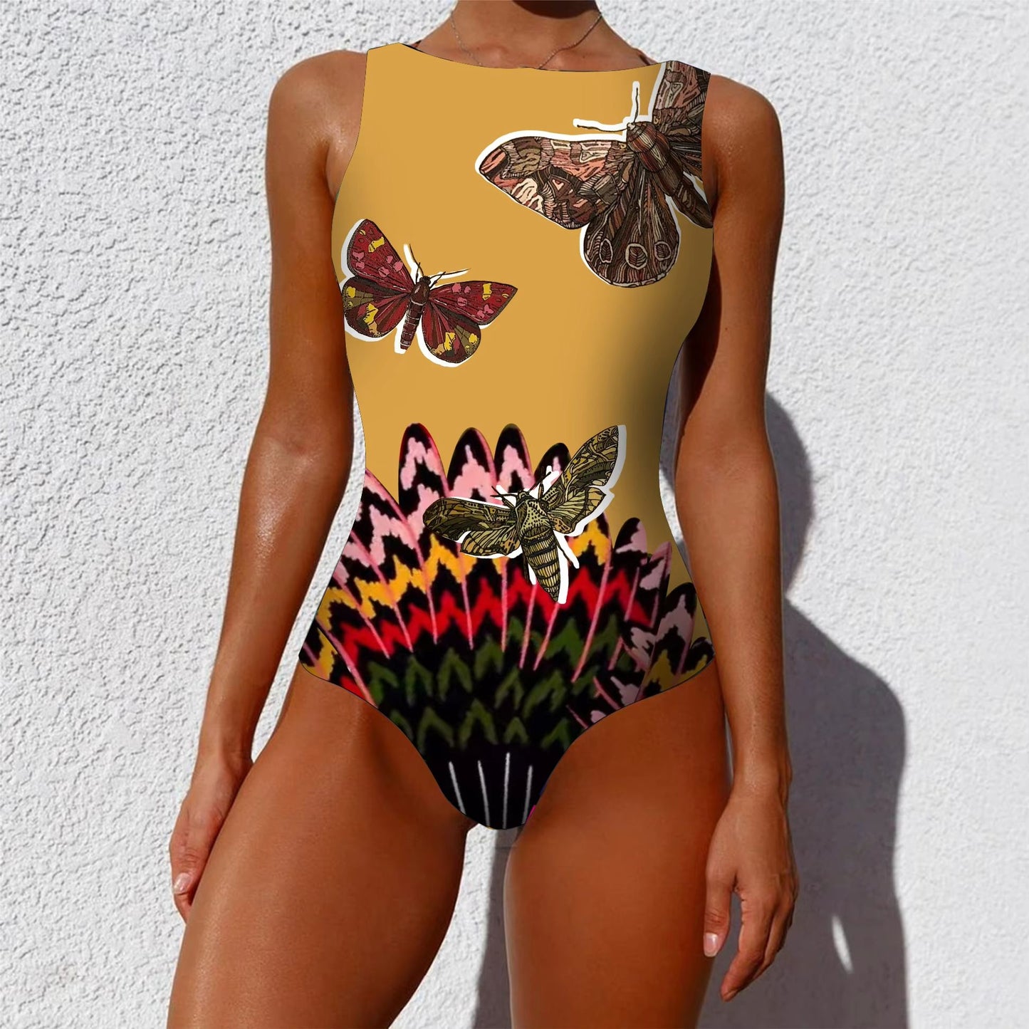 Womens Printed OnePiece Swimsuit  Push Up LaceUp Beachwear 23
