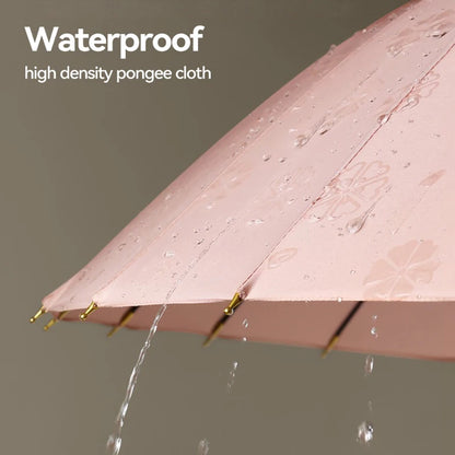 Luxury Windproof Umbrella with Strong Ribs, Long Handle Rain Umbrella for Women, Semi-Automatic Golf, Large Waterproof