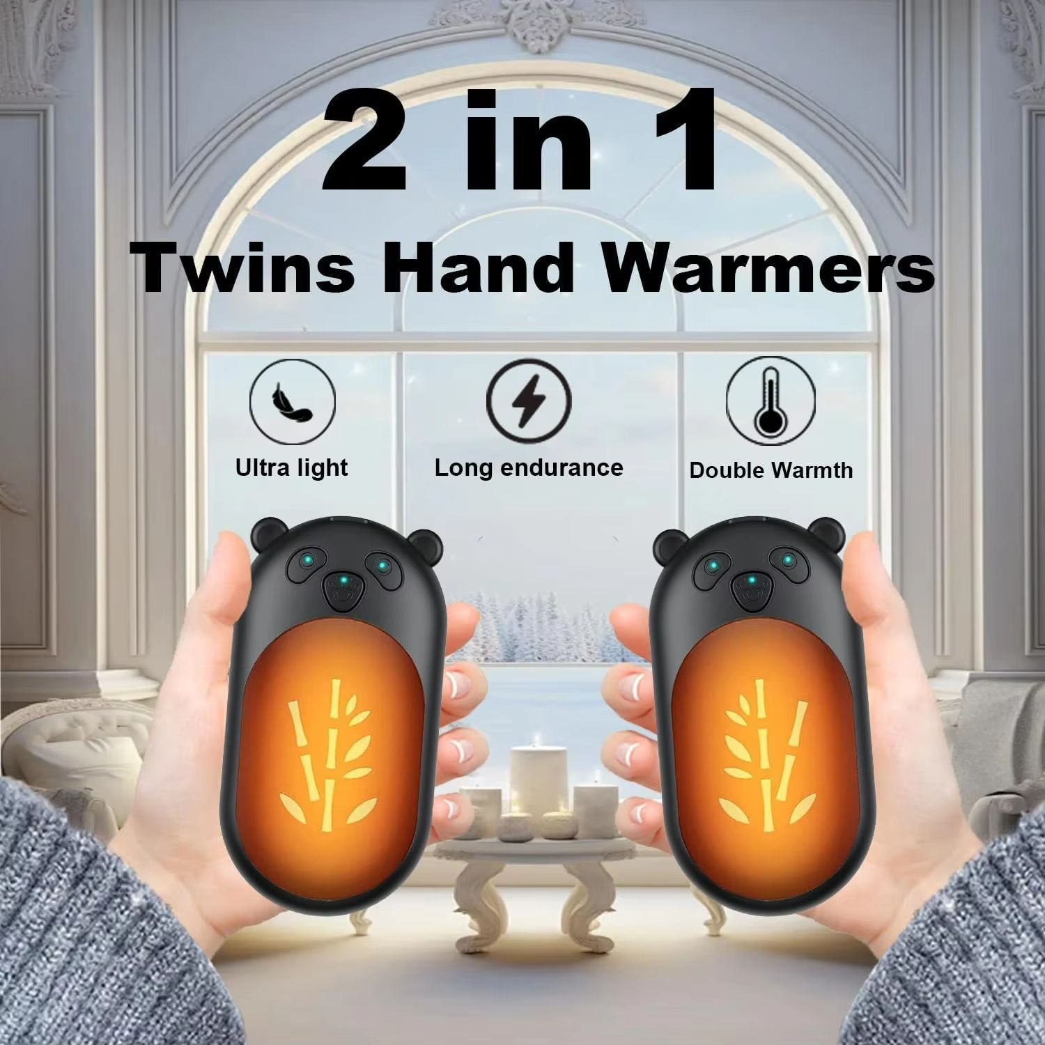 Portable 2in1 Hand Warmer  DoubleSided Rechargeable Pocket Heater For Winter 3
