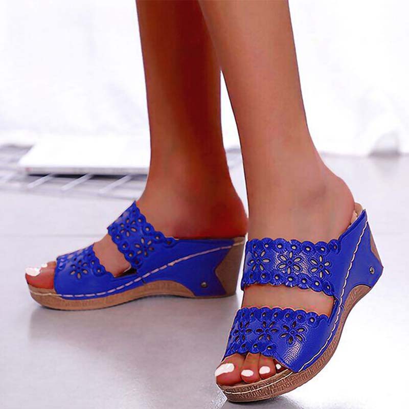 Womens Fashion Gladiator Sandals, Summer Beach Wedge Sandals with Comfortable Flat Sole