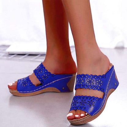 Womens Fashion Gladiator Sandals, Summer Beach Wedge Sandals with Comfortable Flat Sole