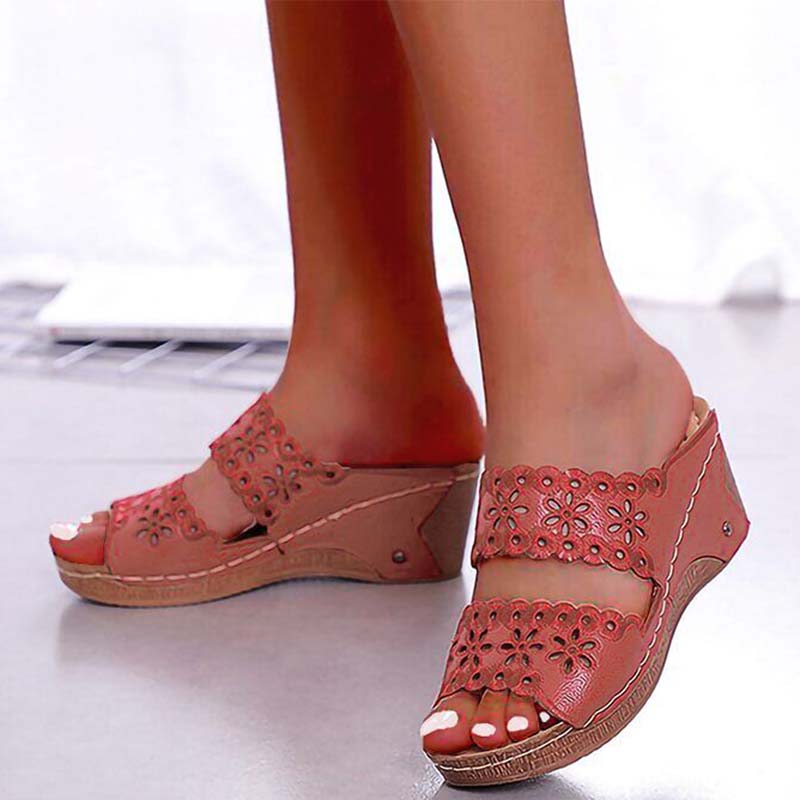 Womens Fashion Gladiator Sandals, Summer Beach Wedge Sandals with Comfortable Flat Sole