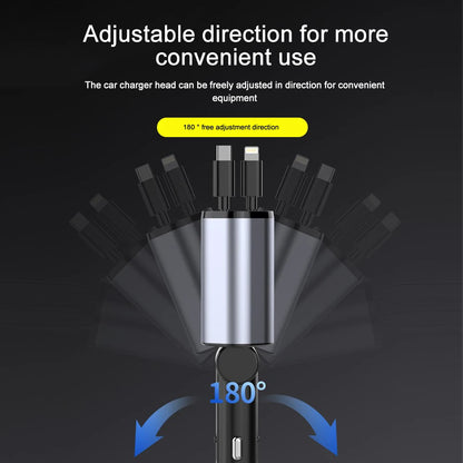 Ultimate 120W Fast Charge Car Charger Retractable Cable For IPhone  Samsung Type C PD Adapter 2