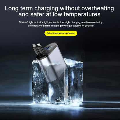 Ultimate 120W Fast Charge Car Charger Retractable Cable For IPhone  Samsung Type C PD Adapter 4
