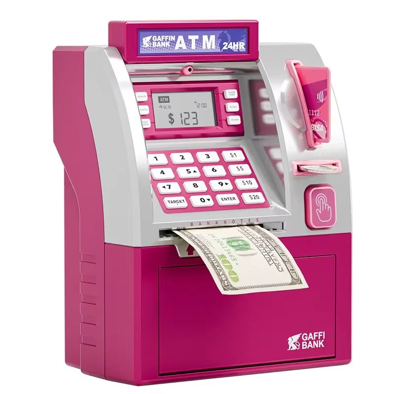 Kids ATM Piggy Bank  Electronic Password Saving Box With Swipe Card 3