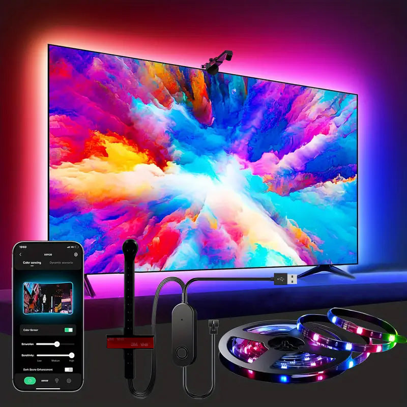 RGBIC LED TV Backlight Strip With AR Color Gamut Sensor, Smart Screen Sync & App Control, Immersive Gaming Room Mood