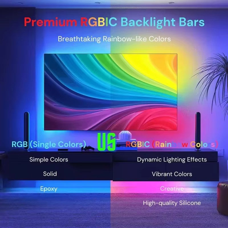 RGBIC LED TV Backlight Strip With AR Color Gamut Sensor, Smart Screen Sync & App Control, Immersive Gaming Room Mood