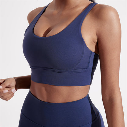 Women Cross Back Fitness Sport Bra Solid Color High Strength Tight Top Gym Yoga Training Underwear  3