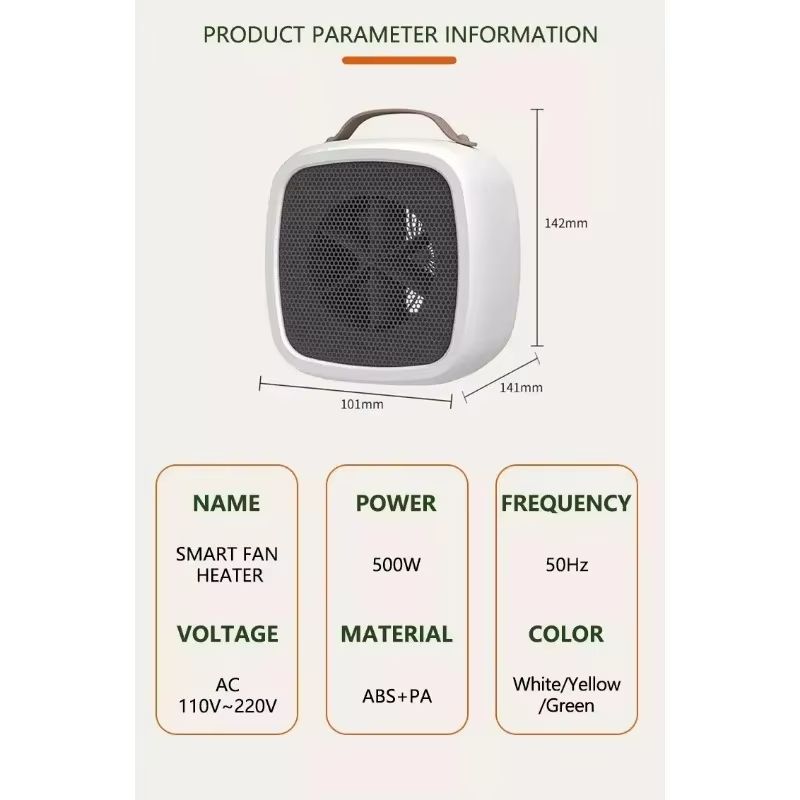 500W Portable Desktop Heater  Fast Heating With Intelligent Thermostat  Overheat Protection 5