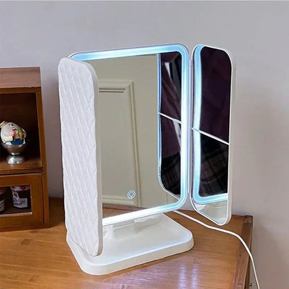 Trifold Makeup Mirror With LED Lights Smart Touch Dressing Mirror 3