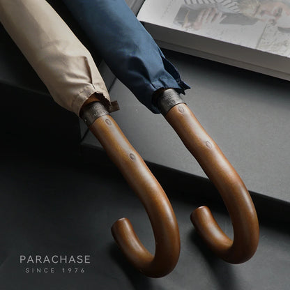 Parachase Wooden Long Umbrella for Men, Big Size Windproof Golf Umbrella with Designer Handle for Heavy Rain Outdoor Use