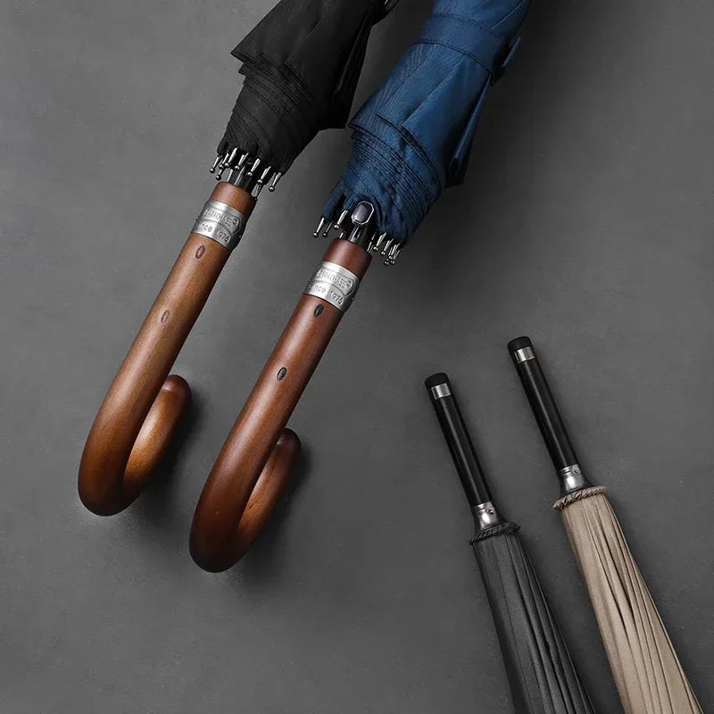 Parachase Wooden Long Umbrella for Men, Big Size Windproof Golf Umbrella with Designer Handle for Heavy Rain Outdoor Use