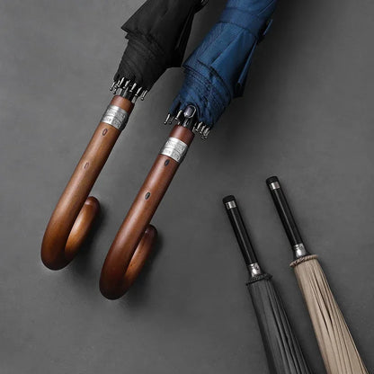 Parachase Wooden Long Umbrella for Men, Big Size Windproof Golf Umbrella with Designer Handle for Heavy Rain Outdoor Use