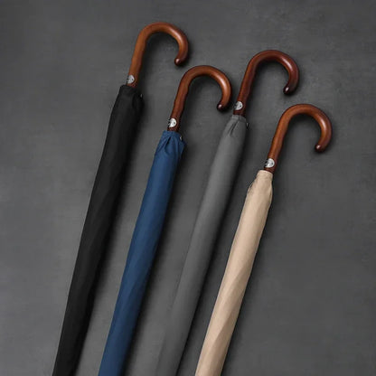 Parachase Wooden Long Umbrella for Men, Big Size Windproof Golf Umbrella with Designer Handle for Heavy Rain Outdoor Use