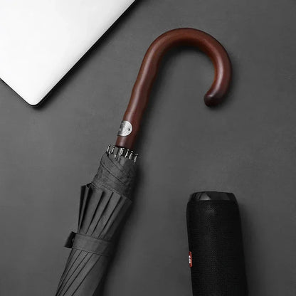 Parachase Wooden Long Umbrella for Men, Big Size Windproof Golf Umbrella with Designer Handle for Heavy Rain Outdoor Use