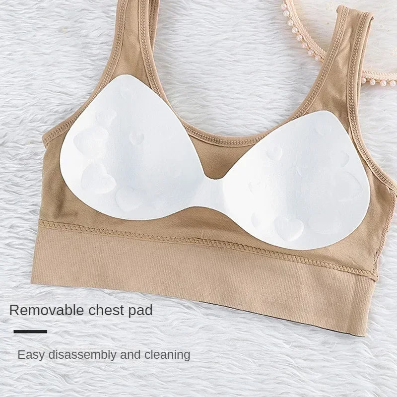 Women Comfortable Seamless Large U Sports Bra, Summer Yoga Gym Running Crop Top, Push Up Sport Bra Top New