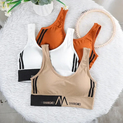 Women Comfortable Seamless Large U Sports Bra, Summer Yoga Gym Running Crop Top, Push Up Sport Bra Top New