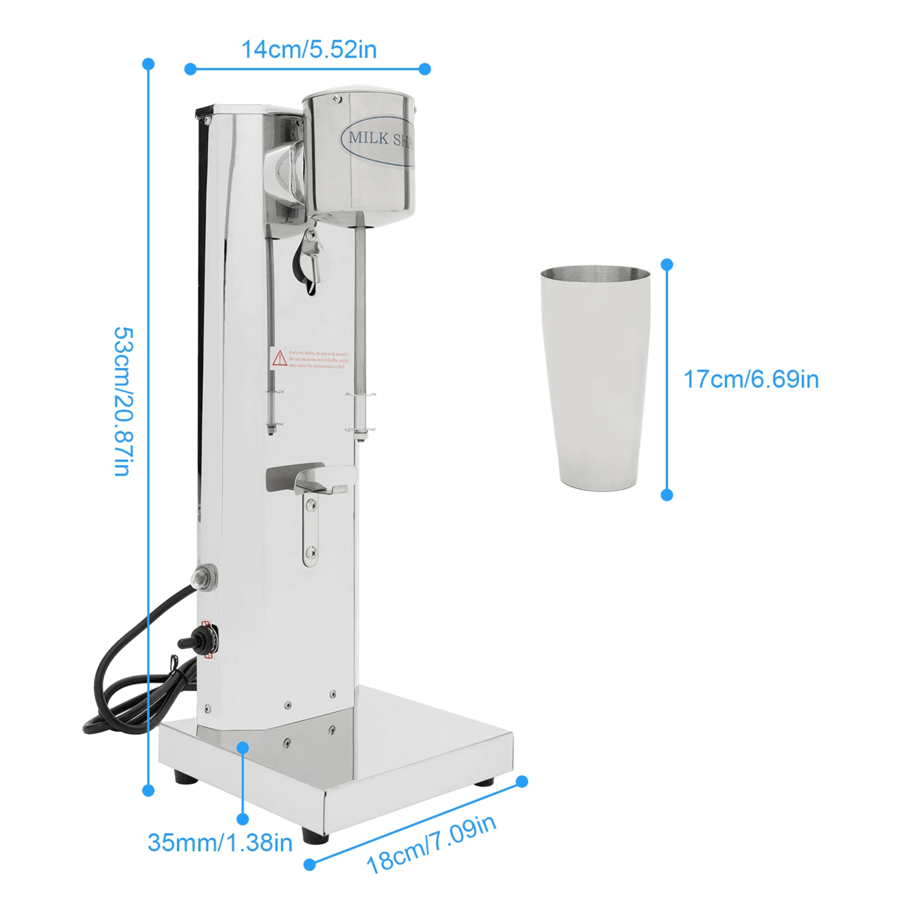 Commercial Milkshake Machine Stainless Steel Drink Mixer 650ml 3
