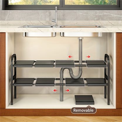 Expandable Under Sink Organizer With Removable Baskets MultiUse Kitchen  Bathroom Cabinet Shelf Org 2