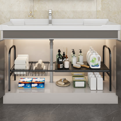 Expandable Under Sink Organizer With Removable Baskets MultiUse Kitchen  Bathroom Cabinet Shelf Org 3