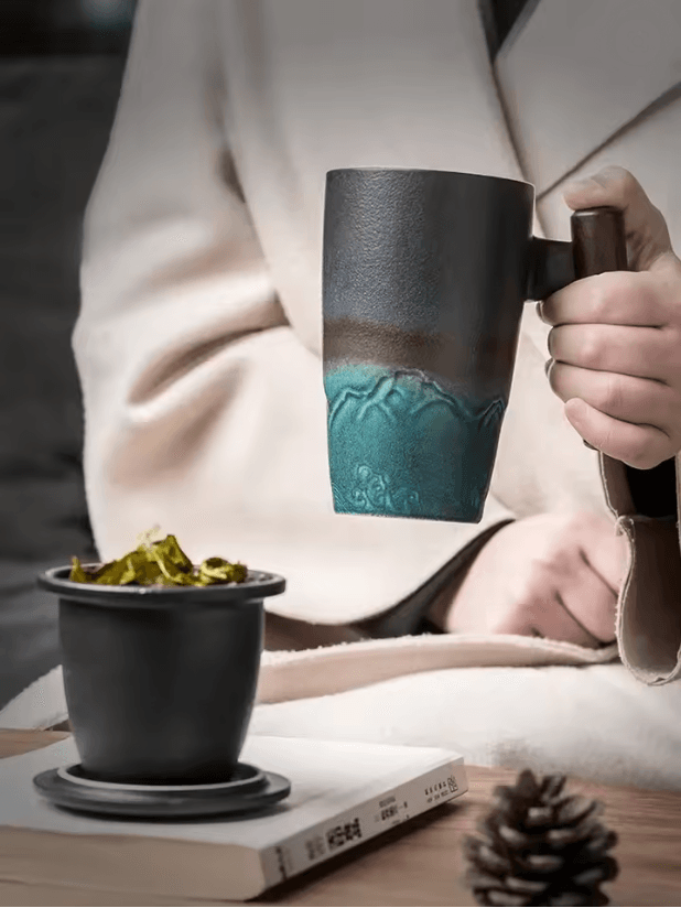 Handmade Ceramic Coffee Mug Large Retro Tea Cup 1