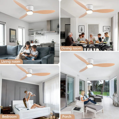 Modern LED Ceiling Fan With Light Silent DC Motor Speed Electric Fan  Remote Nordic Flush Mount Cei 6
