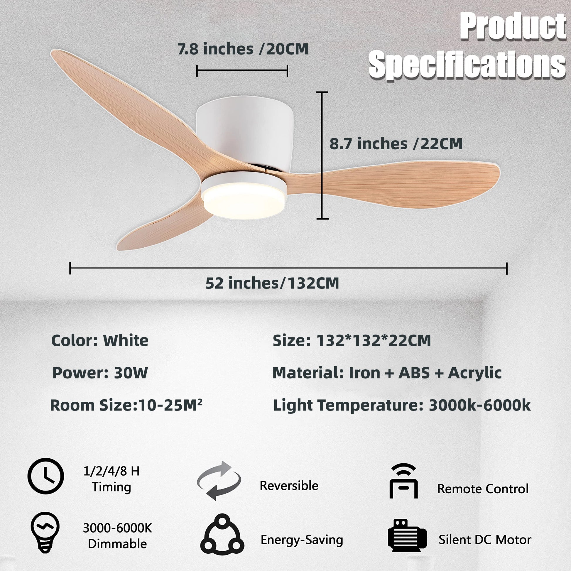 Modern LED Ceiling Fan With Light Silent DC Motor Speed Electric Fan  Remote Nordic Flush Mount Cei 7