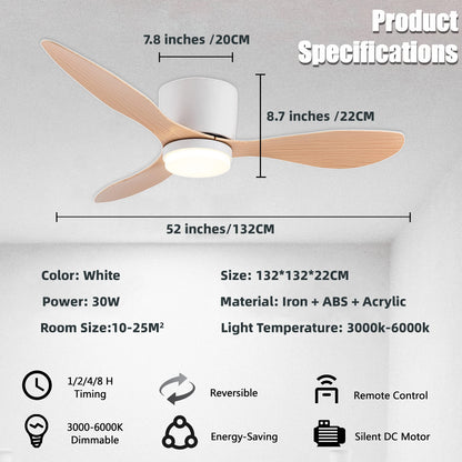 Modern LED Ceiling Fan With Light Silent DC Motor Speed Electric Fan  Remote Nordic Flush Mount Cei 7
