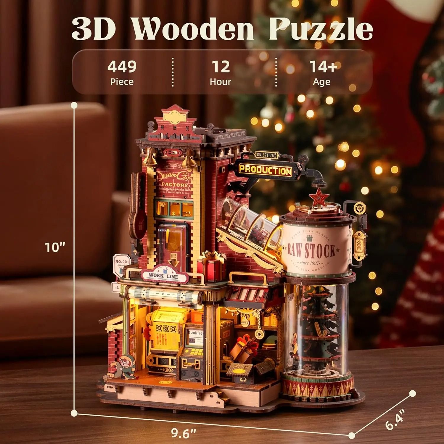 Robotime Rokr Wooden Music Box Christmas Dream Puzzle Kit 4