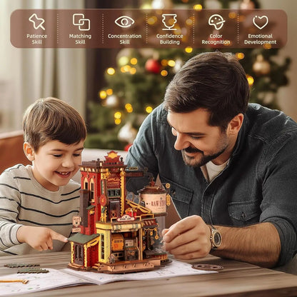Robotime Rokr Wooden Music Box Christmas Dream Puzzle Kit 5