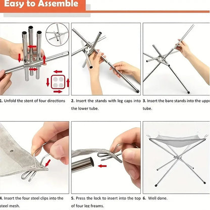 Folding Portable Steel Mesh Camping Fire Pit With Carrying Bag 1
