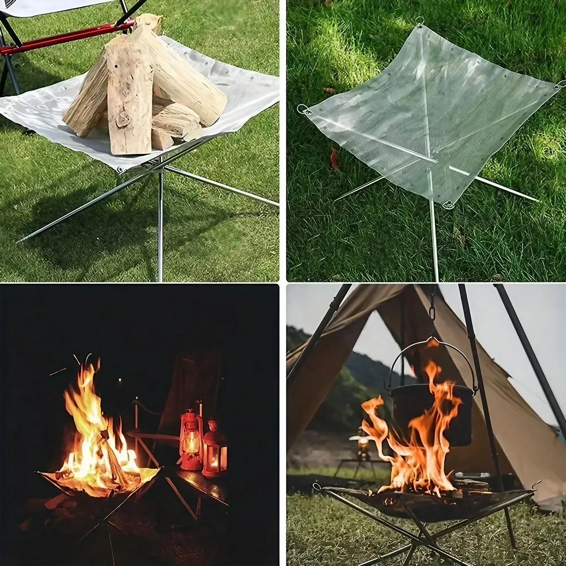 Folding Portable Steel Mesh Camping Fire Pit With Carrying Bag 5