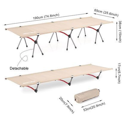 Portable Folding Bed Ultralight Aluminum Alloy Camping Cot With Leg Extenders For Outdoor Travel 3