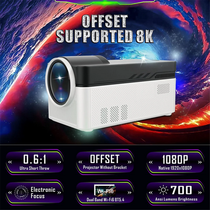 8K Supported 1080P Ultra Short Throw Projector Allwinner H716 Chip BT54 Auto Offset  Electronic Foc 1