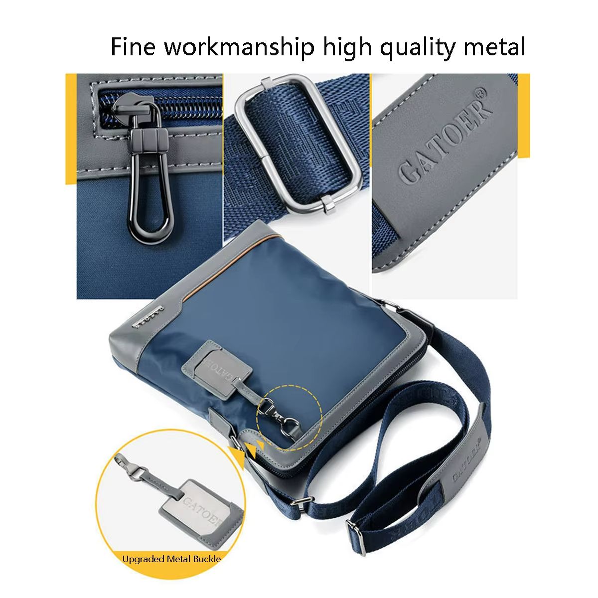 Mens Large Capacity Shoulder Bag  Durable PU Leather Crossbody With Spacious Design 3