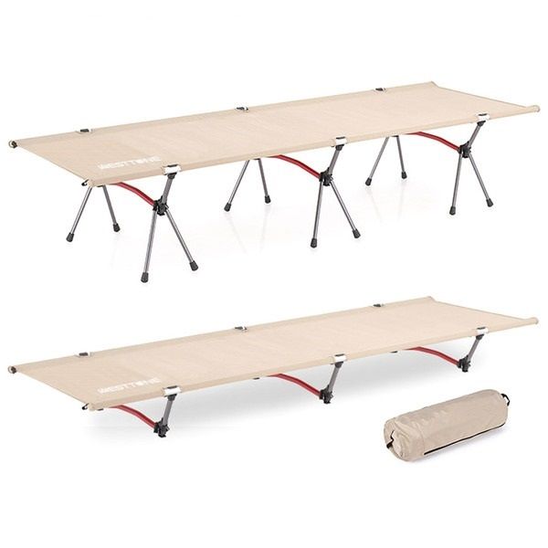 Portable Folding Bed: Ultralight Aluminum Alloy Camping Cot with Leg Extenders for Outdoor Travel