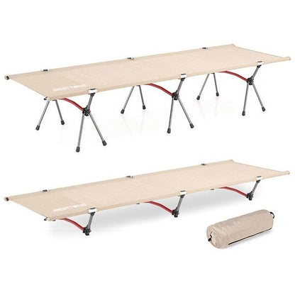 Portable Folding Bed: Ultralight Aluminum Alloy Camping Cot with Leg Extenders for Outdoor Travel