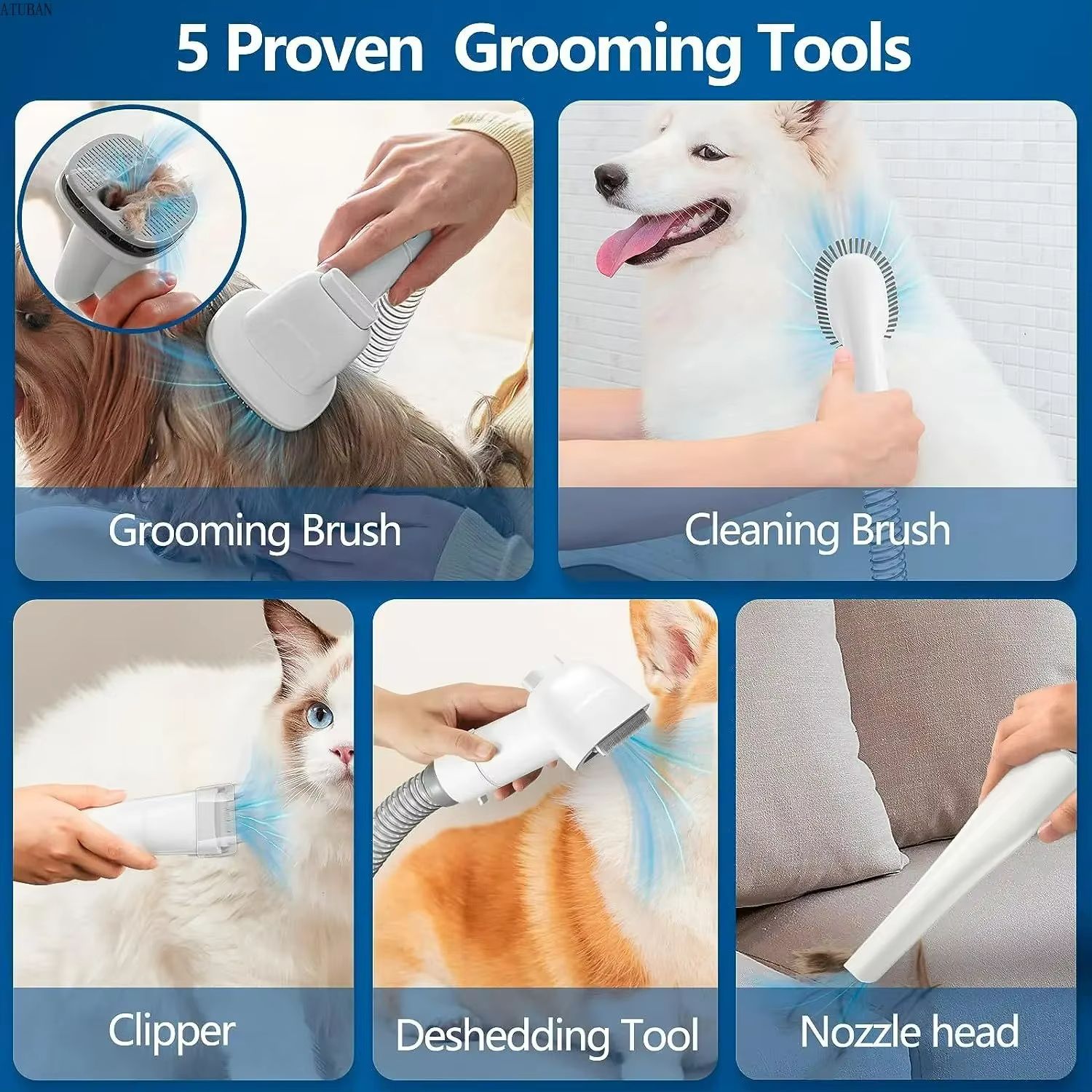 Dog Grooming Vacuum And Pet Hair Grooming Kit  23L Large Capacity With Brushes And Pet Vacuum Clean 4