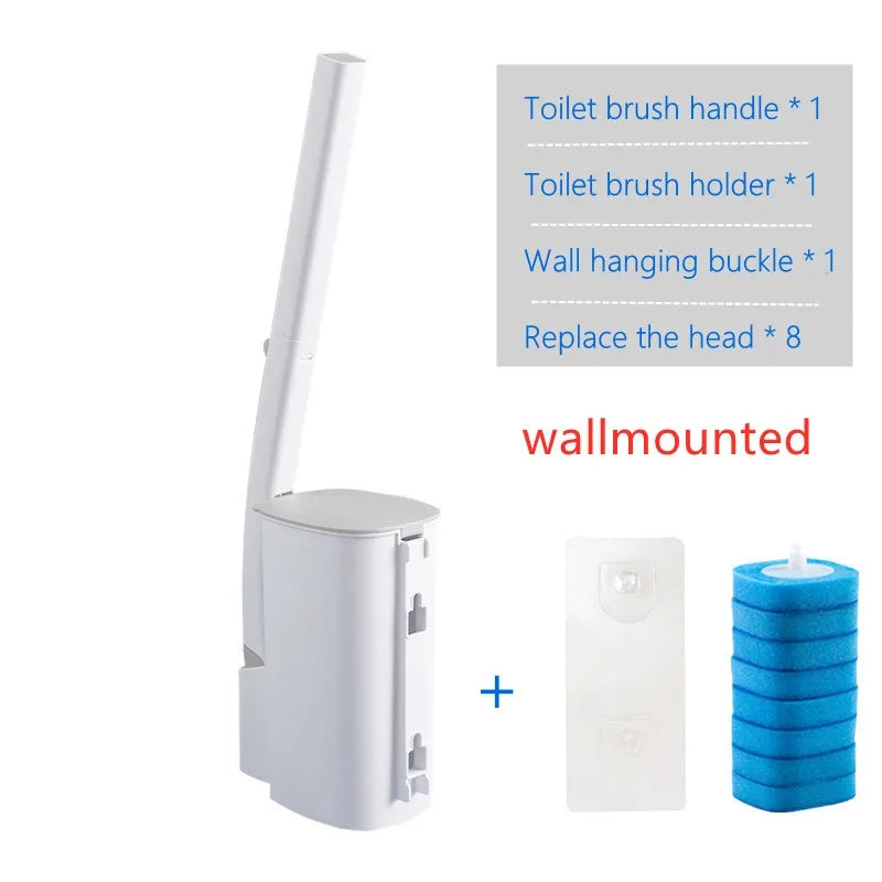 Hygienic Disposable Toilet Brush System WallMounted WC Accessory With Cleaning Liquid  Replaceable  6