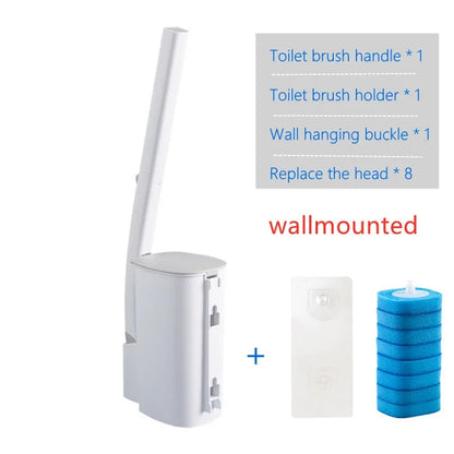Hygienic Disposable Toilet Brush System WallMounted WC Accessory With Cleaning Liquid  Replaceable  6